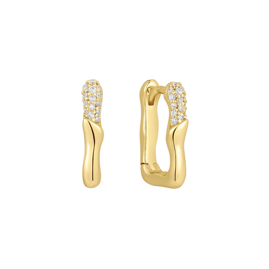 14k Gold Plating Liquid Sparkle small Huggie Earrings