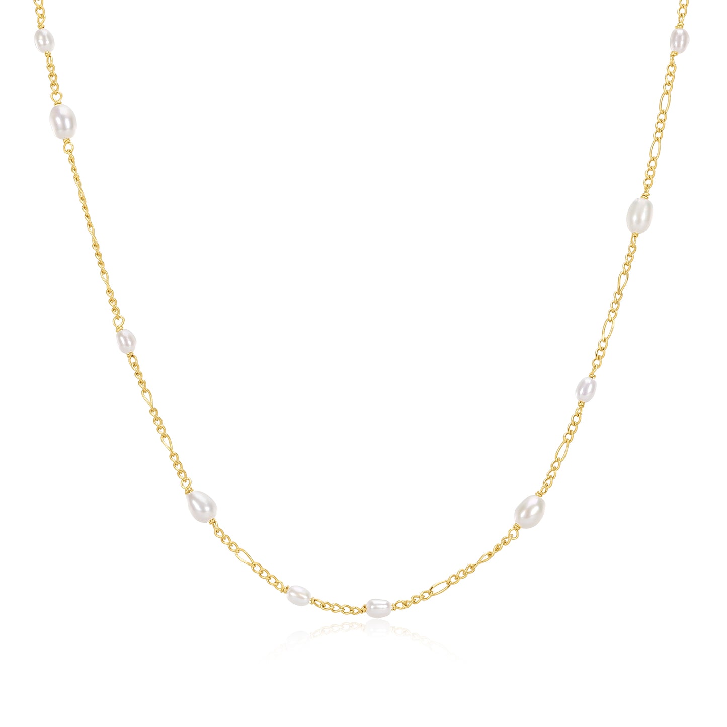 14k Gold Plated Endless Entwined Pearl Necklace