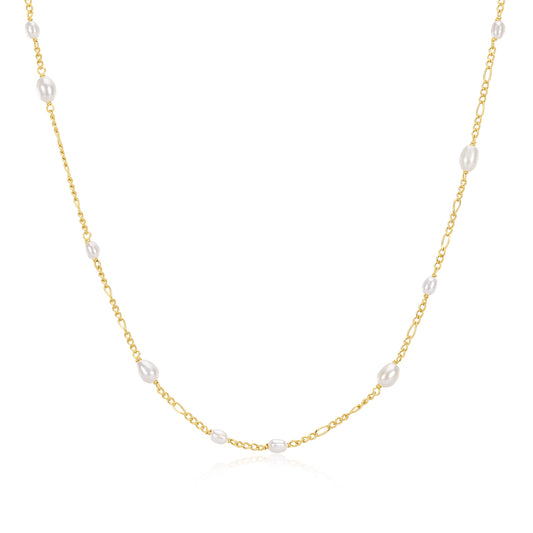 14k Gold Plated Endless Entwined Pearl Necklace