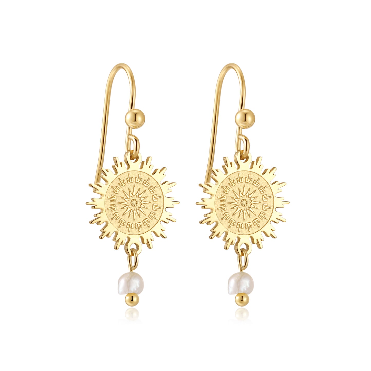 Sunburst Pearl Drop Earrings
