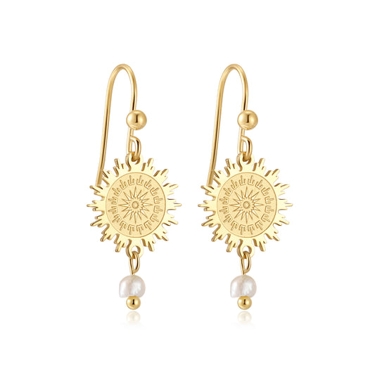 Sunburst Pearl Drop Earrings